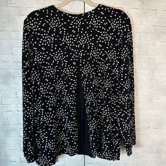 Grace the perfect top cardigan open front waterfall black cream print plus size - Picture 2 of 11